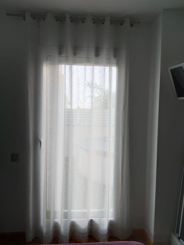 Cortinas lino blancas más barra aluminio