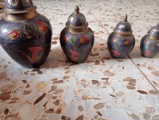 Juego jarrones cloisonné 4 piezas