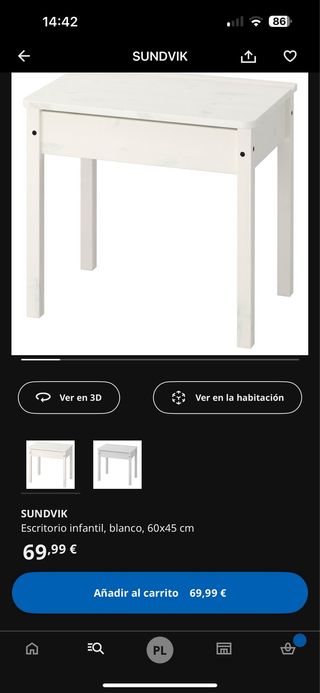 Escritorio y silla infantl  blanco SUNDVIK