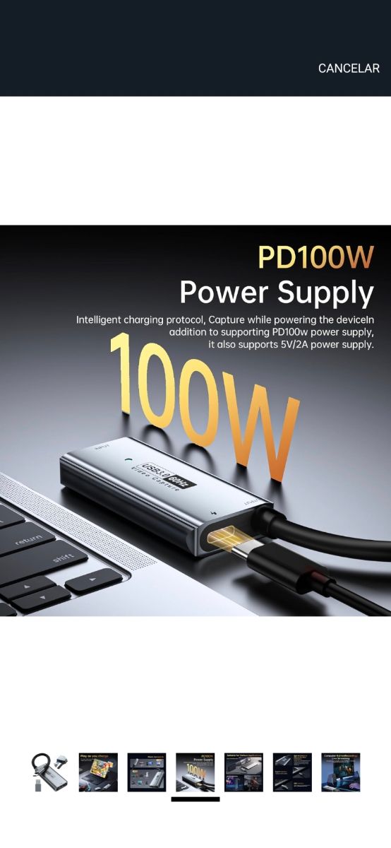 Tarjeta capturadora USB-C 2K/1080p60