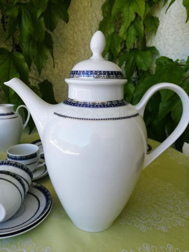 Servizio caffè porcellana per 12 persone, blu-bian