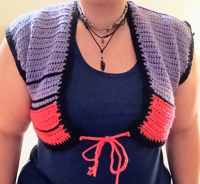 Bolero crochet rosa e viola
