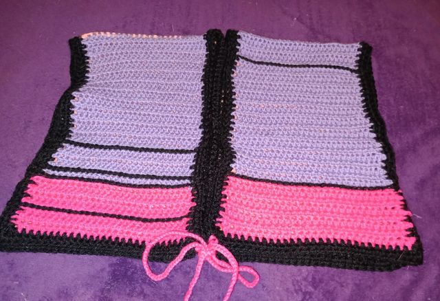 Bolero crochet rosa e viola