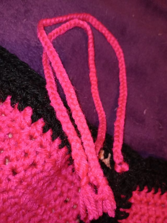 Bolero crochet rosa e viola