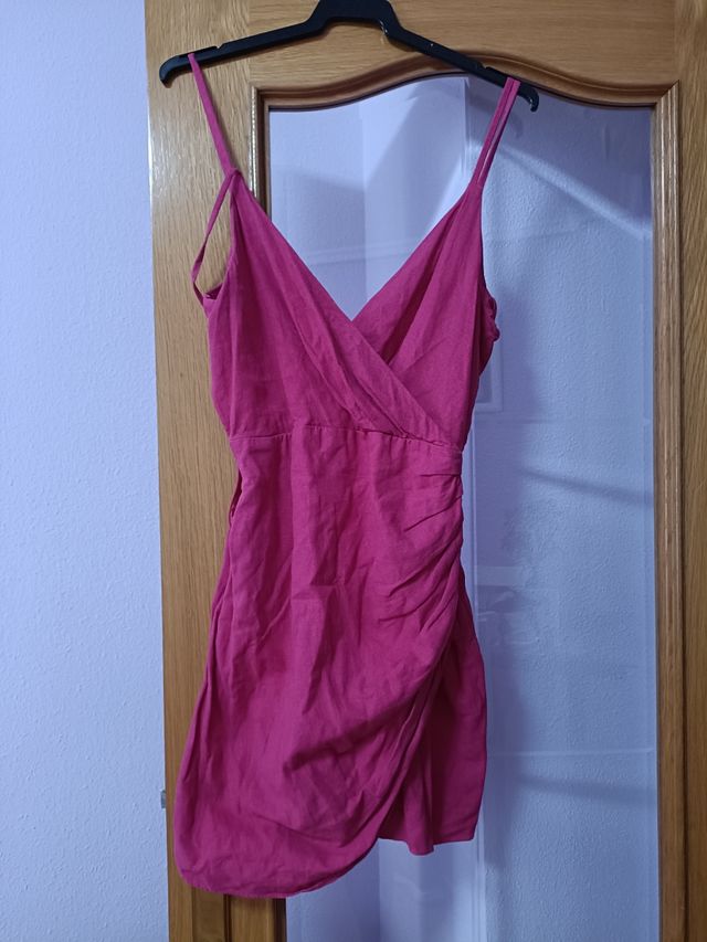Vestido rosa cruzado