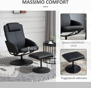 Poltrona Relax Reclinabile con Pouf Poggiapiedi Ab