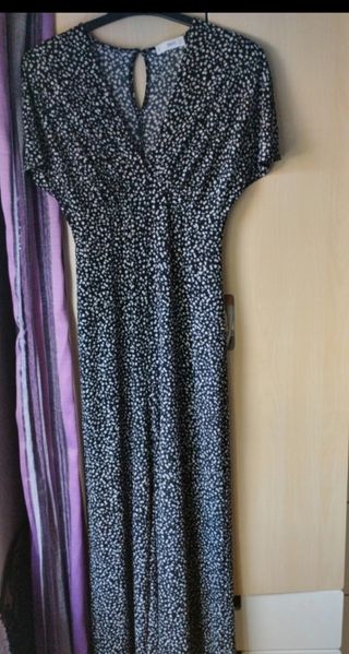 Vestido midi Mango negro - lunares