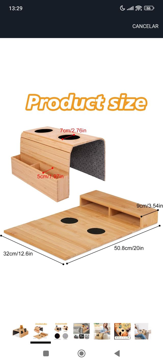 Reposabrazos sofá bambú - marrón