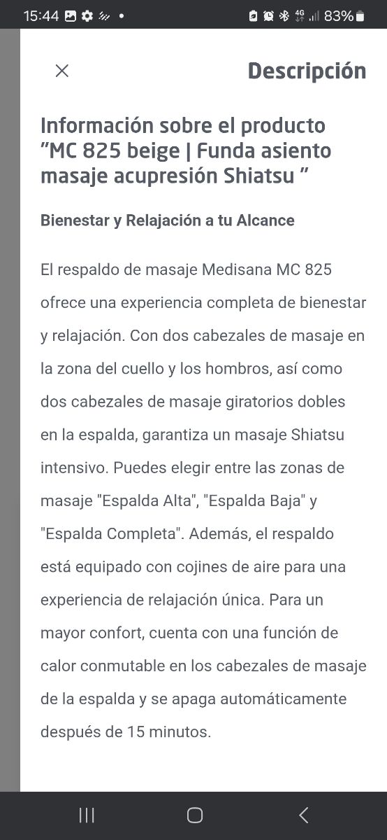 Silla masaje Shiatsu Medisana MC825