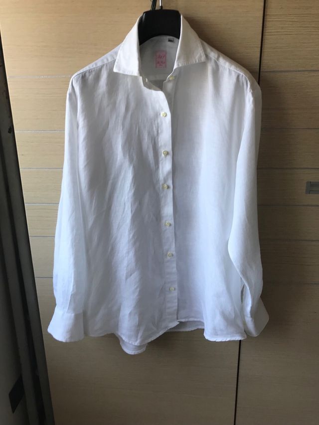 Camicia Blu Studio lino bianca