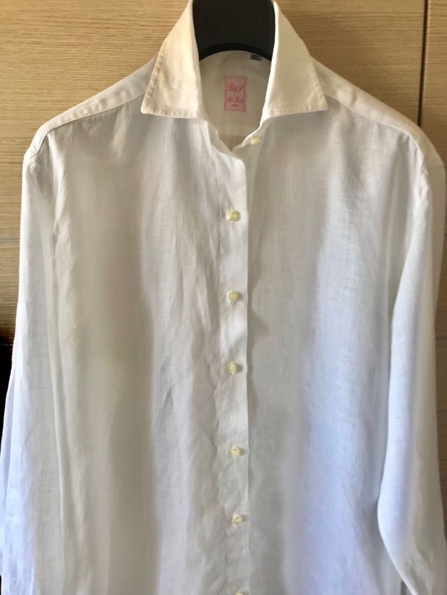 Camicia Blu Studio lino bianca