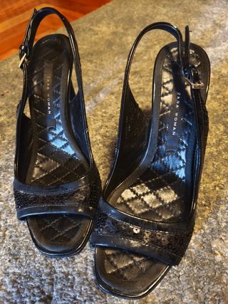 Sandalias Zara mujer negras lentejuelas