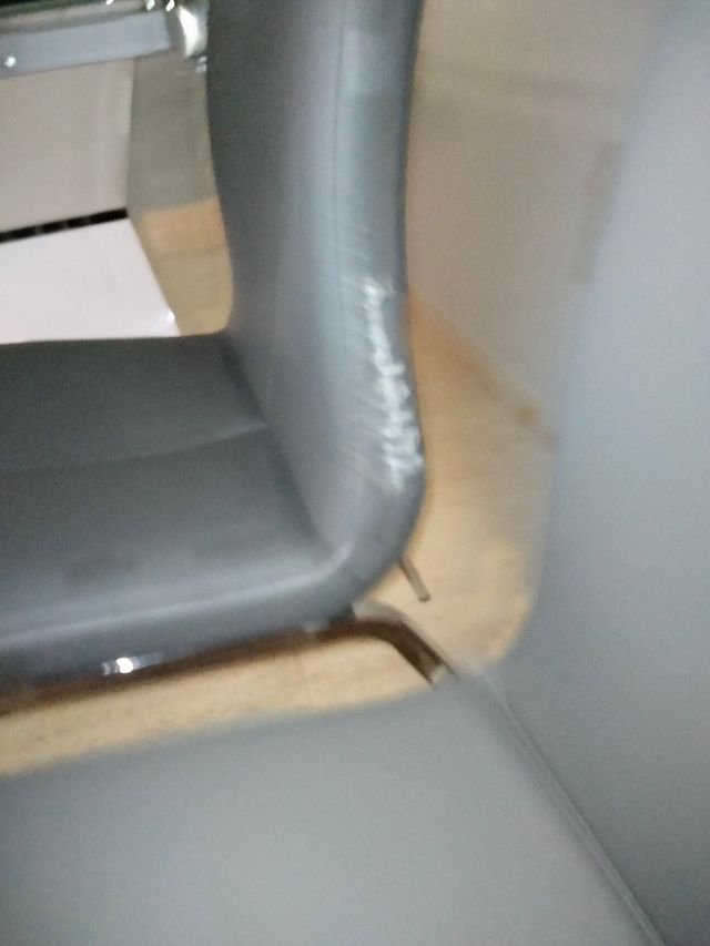 3 Sillas Comedor Gris - Piel Sintética