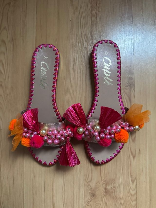 Sandalias Cuplé naranjas y rosas
