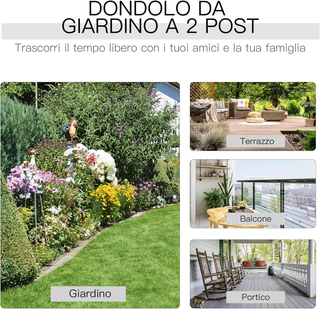 Panchina a Dondolo da Giardino a 2 Posti in Metall