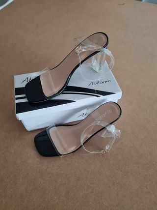 Zapatos tacón transparente negros - 36