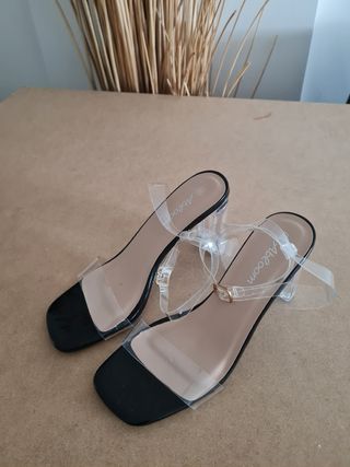 Zapatos tacón transparente negros - 36