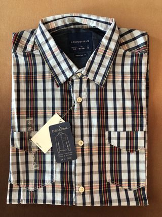 Camisa algodon Springfield cuadros XL manga corta