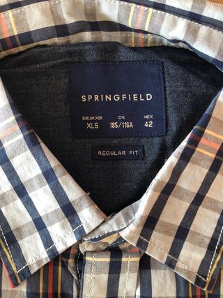 Camisa algodon Springfield cuadros XL manga corta