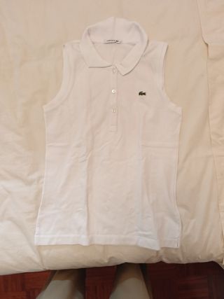 Polo Lacoste blanco sin mangas