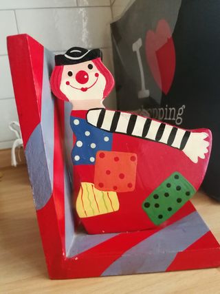 Fermalibro Clown in legno