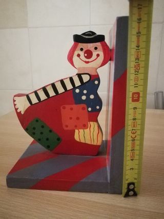 Fermalibro Clown in legno