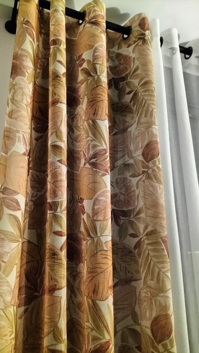 Cortinas estampadas salón - beige, marrón