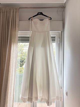 Vestido novia palabra de honor blanco