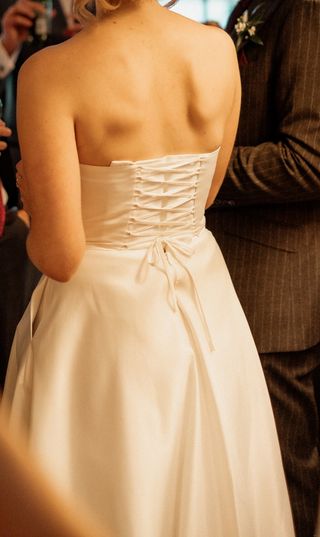 Vestido novia palabra de honor blanco