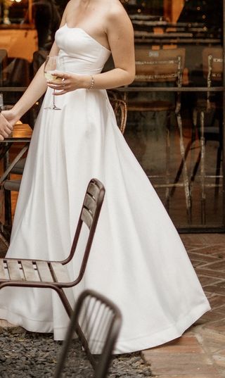 Vestido novia palabra de honor blanco