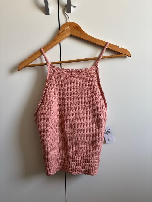 Top Hollister rosa tejido