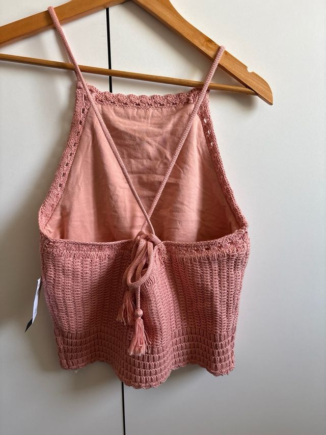 Top Hollister rosa tejido