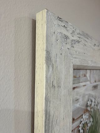 Cuadro blanco rústico flores