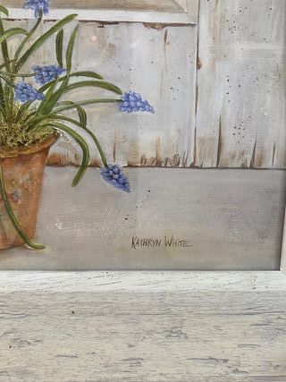 Cuadro blanco rústico flores