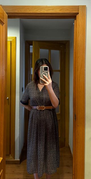 Vestido negro estampado (sin cinturon)