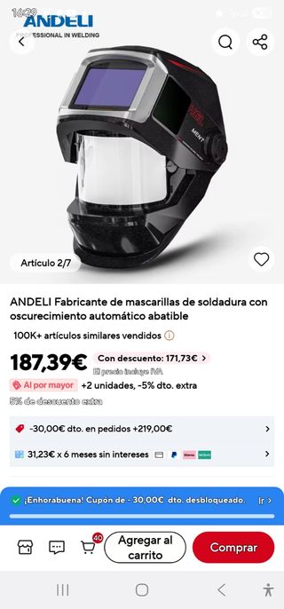 Careta soldadura ANDELI automática