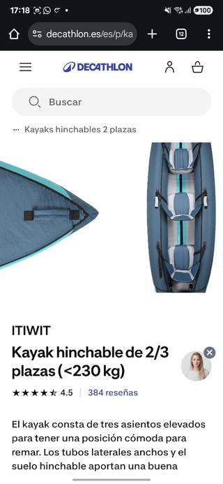 Kayak hinchable ITIWIT 2/3 plazas