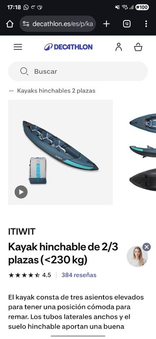 Kayak hinchable ITIWIT 2/3 plazas