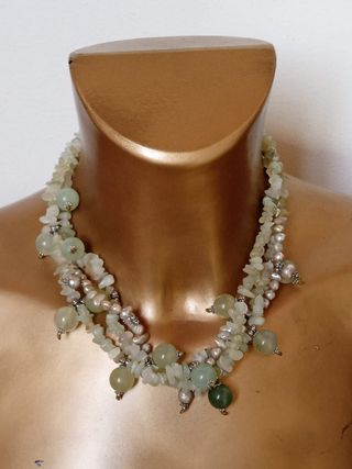 Collana pietre verdi & perle