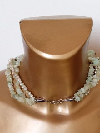Collana pietre verdi & perle