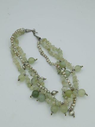 Collana pietre verdi & perle