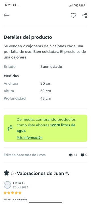 Cajoneras 3 cajones cada una. Se venden juntas