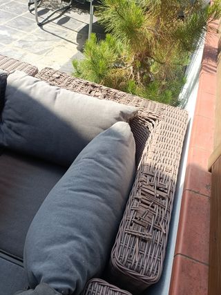 Conjunto o set Sofá jardín o terraza ratán marrón