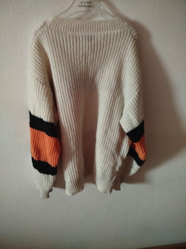 Jersey grueso rayas naranjas-negras, talla S/M