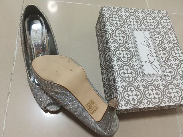 Zapatos tacón plata brillantes