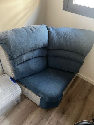 Sofá azul 6 plazas - cómodo convertible en L -