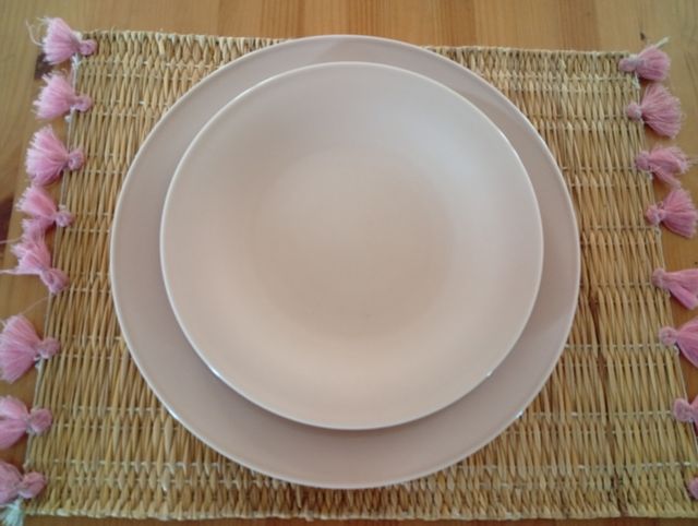 Vajilla porcelana rosa - 2 platos