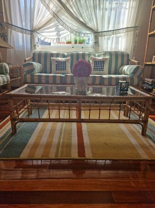 Mesa centro bambú - cristal