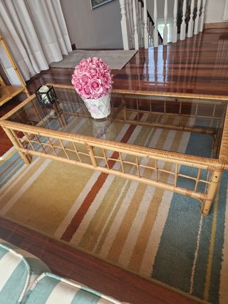 Mesa centro bambú - cristal