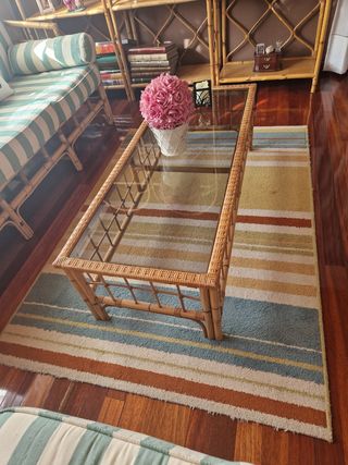 Mesa centro bambú - cristal